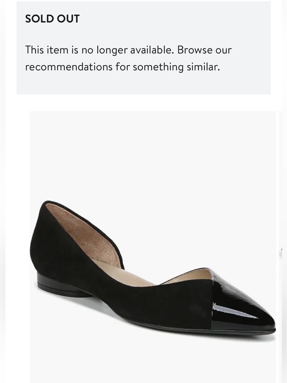 NEW Naturalizer Hayden Half d'Orsay Black Pointed Flats Ballet Leather Sz 9.5 - Picture 2 of 8